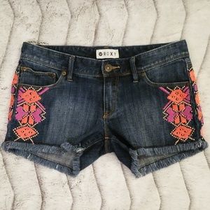 Roxy Embroidered Jean Shorts